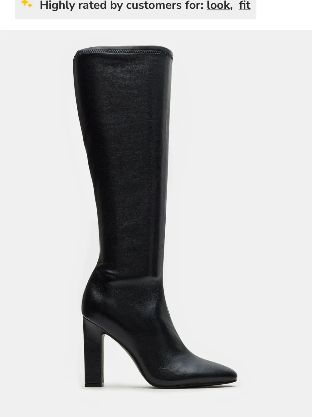 Women's Tall Black Leather High-Heel Boots